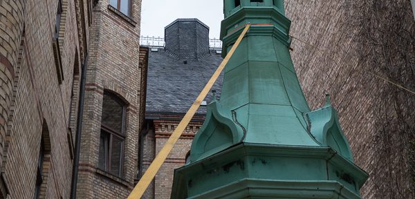 Die Turmhaube im Innenhof in Halle